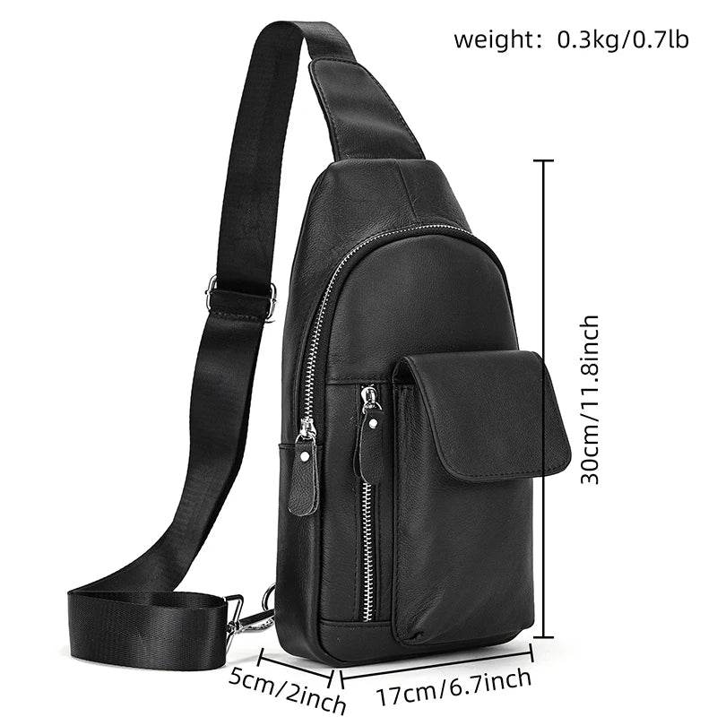 Casual Men’s Leather Chest Bag Sling Crossbody Shoulder Bag - VacationGrabs