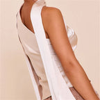 VacationGrabs Summer Satin Tank Top Fashion Solid Backless Sleeveless with Scarf Ribbon Tanks High-Street Party Vacation Women's Top