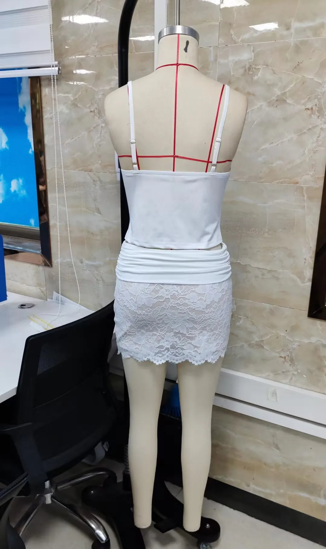 VacationGrabs Y2K Vintage Matching 2 Piece Set Floral Lace Sling Cami Top Low Waist Scalloped Lace Mini Skirt Women Party Club Outfit