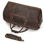 Men's Genuine Leather Travel Bag – Luggage with Shoe Compartment - VacationGrabs