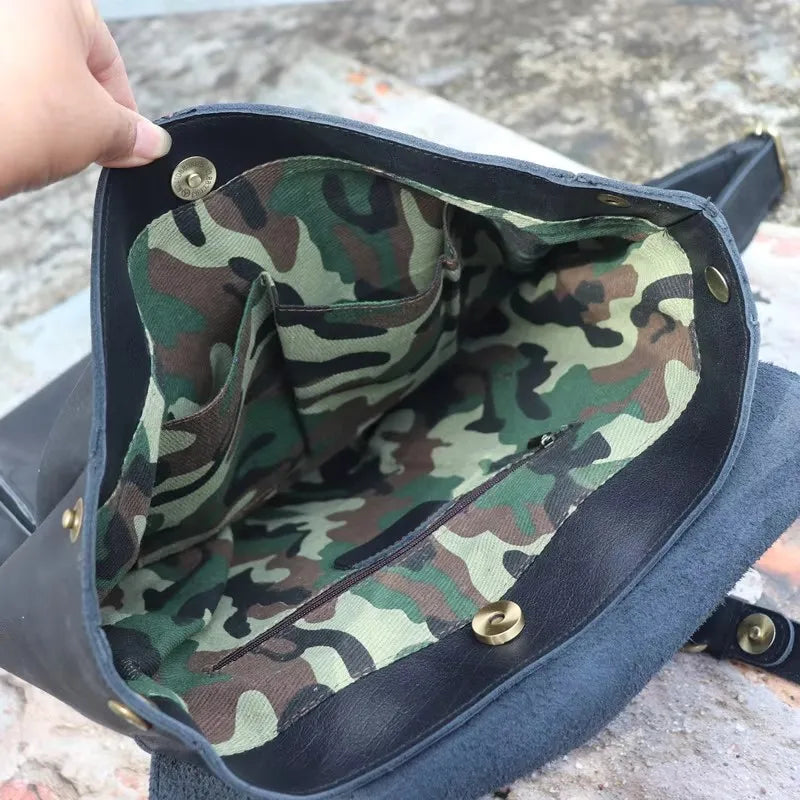 VacationGrabs Mochila de viaje de cuero genuino para hombre