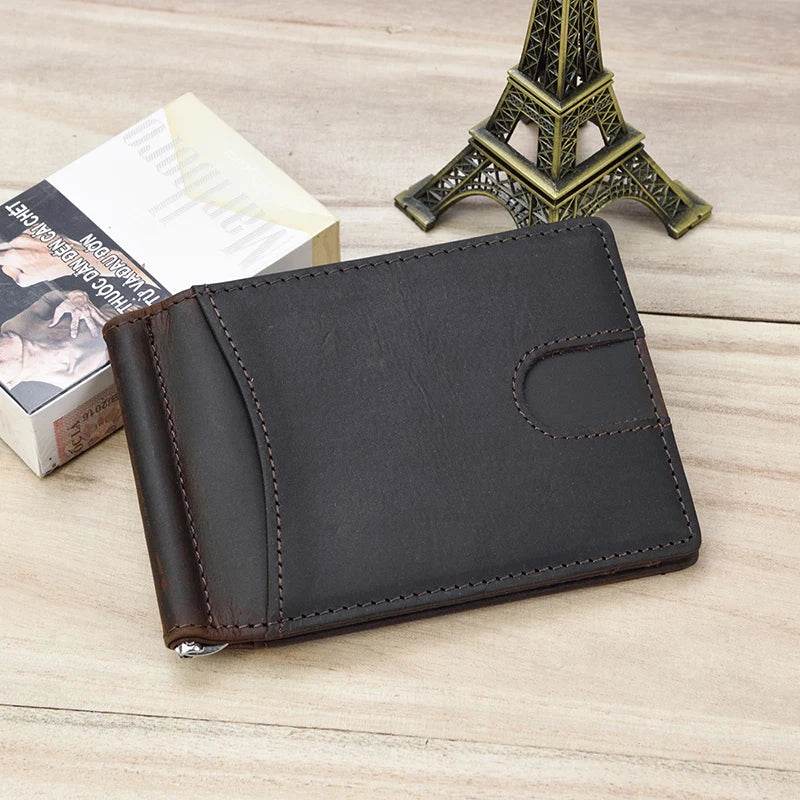 Men's Genuine Leather Clip Wallet Multi-Card Bifold Coin Wallet - VacationGrabs