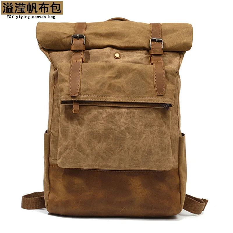 New Outdoor Travel Backpack Genuine Crazy Horse Leather Casual Backpack for Men