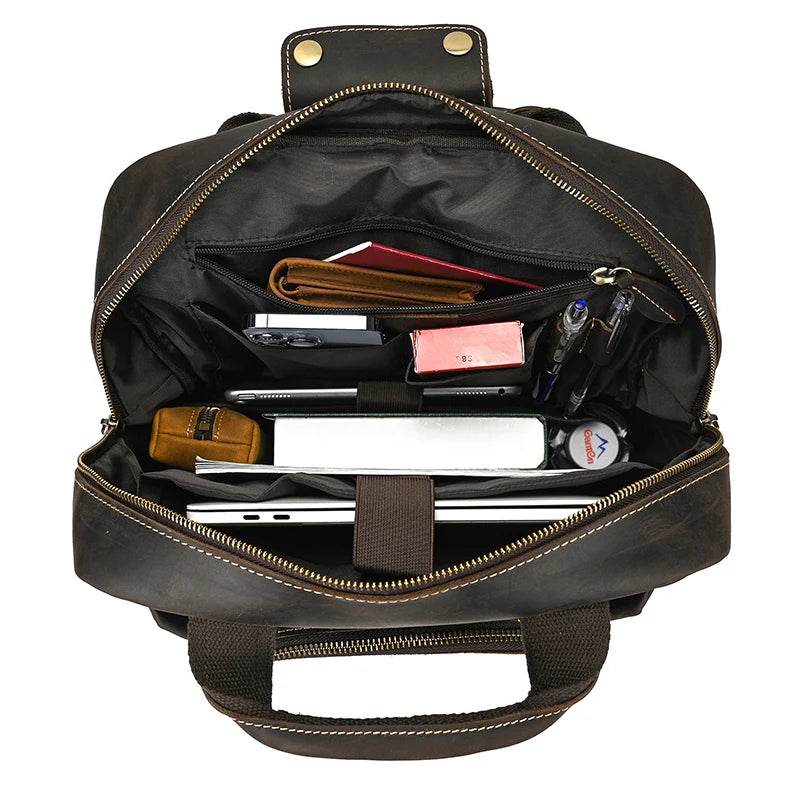 High Capacity Leather Backpack Luxury Design Men’s Travel Bag - VacationGrabs