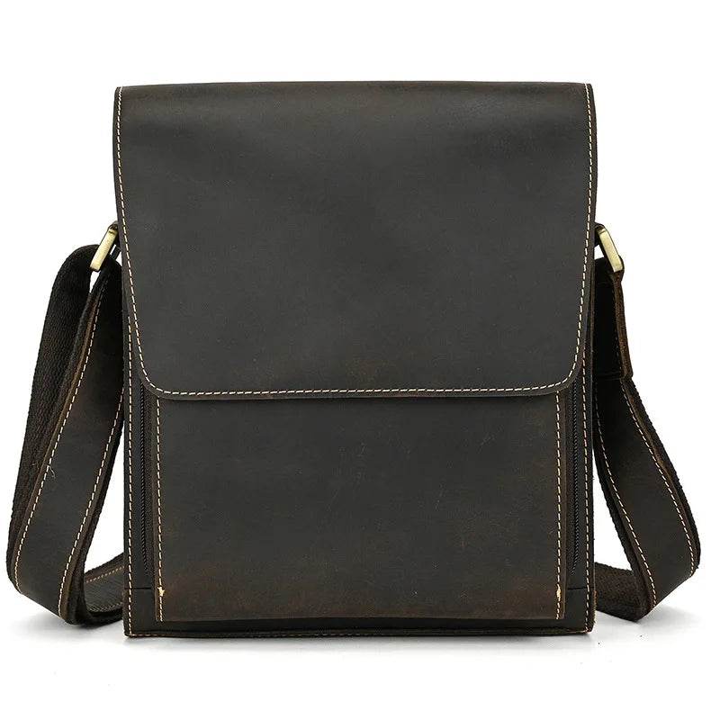 Vintage Crazy Horse Leather Men's Briefcase Laptop Messenger Bag - VacationGrabs