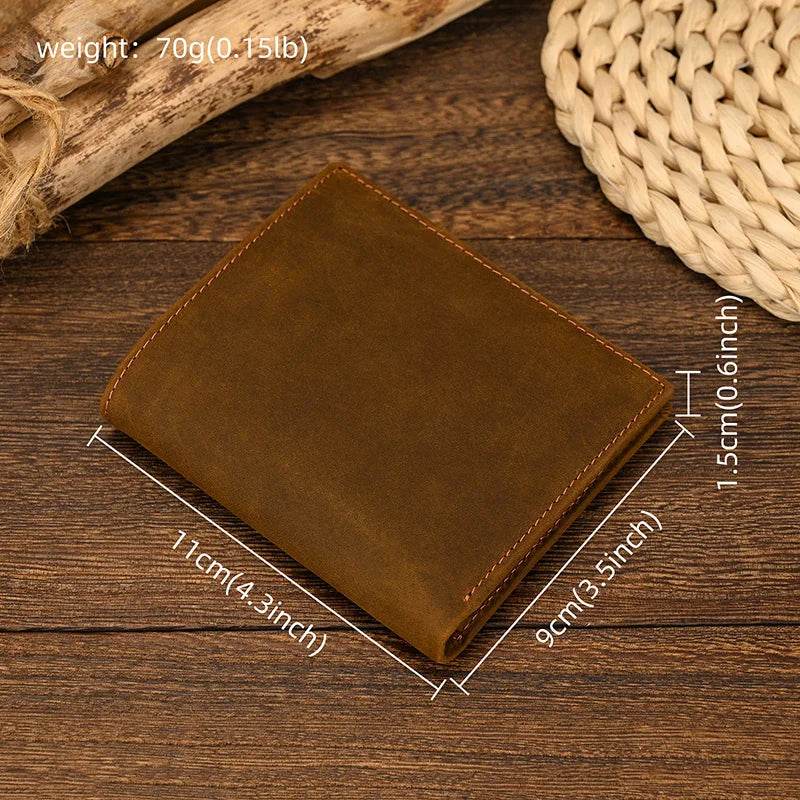 Genuine Leather Short Wallet for Credit Cards & Sim Cards with Zipper - VacationGrabs
