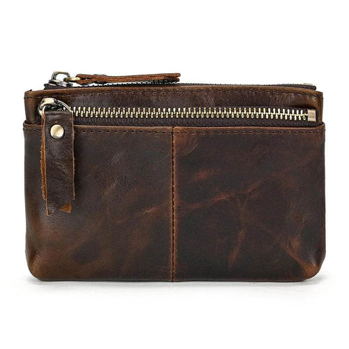 Small Leather Coin Wallet for Men & Women Zipper Mini Card Wallet - VacationGrabs