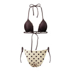 VacationGrabs Women Reversible Two Piece Swimsuit Halter String Triangle Bikini Sets Tie Side Cheeky Thong Brazilian Bathing Suit