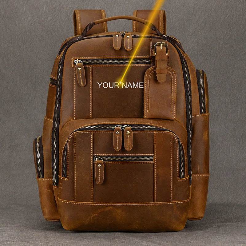Men's Leather Backpack Retro Fashion Travel School Daypack Bag - VacationGrabs