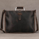 Vintage Style Men's Leather Briefcase Slim Working Tote Designer Bag - VacationGrabs