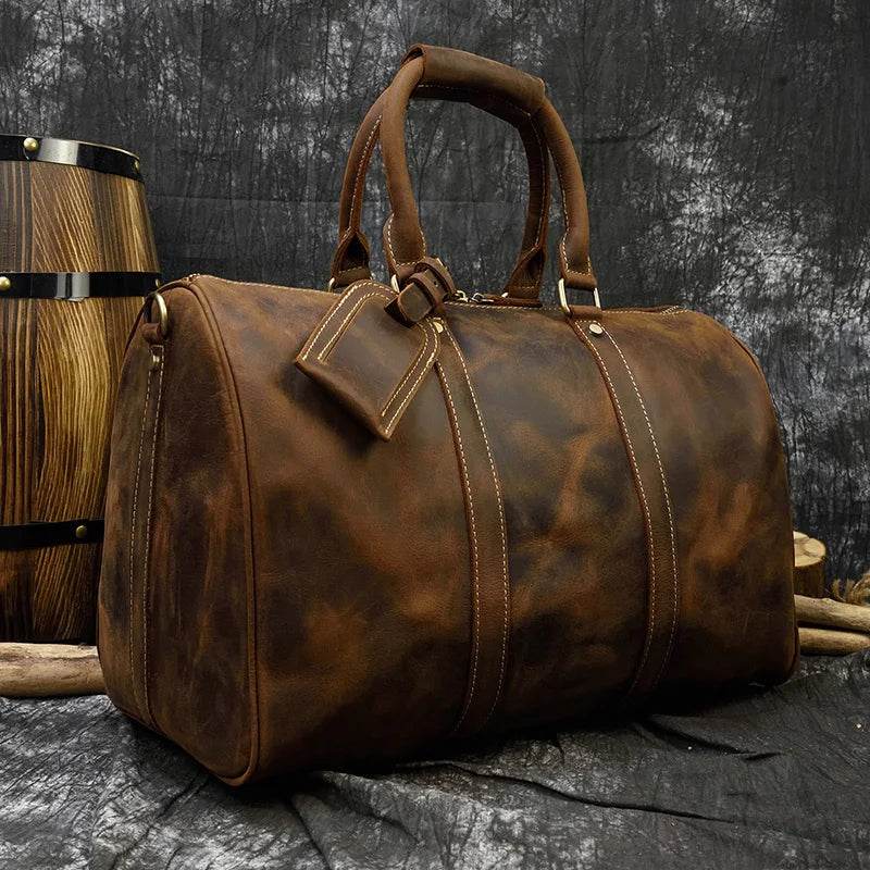 Crazy Horse Leather Men’s Travel Bag Duffle for Women & Men - VacationGrabs