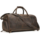 Mens Leather Shoulder Duffel Bag, Shoe Compartment, Removable Strap - VacationGrabs