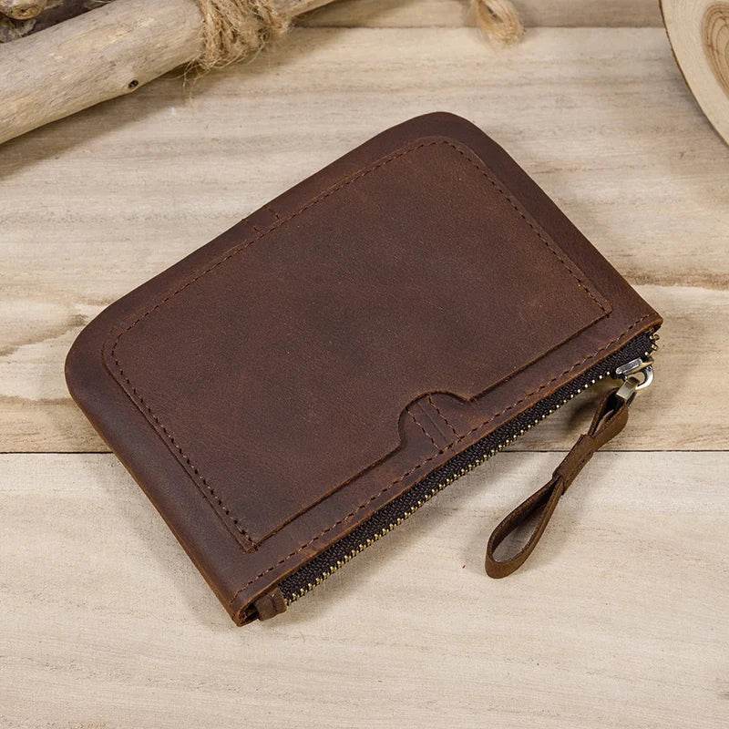 Small Leather Coin Wallet for Men & Women Zipper Mini Card Wallet - VacationGrabs