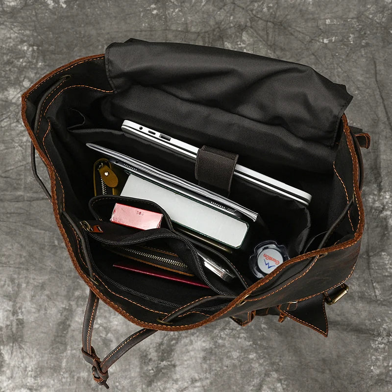 Top Layer Leather Business Backpack for Men 15.6"