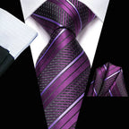 Men's purple silk tie and pocket square set, how fold a pocket square
