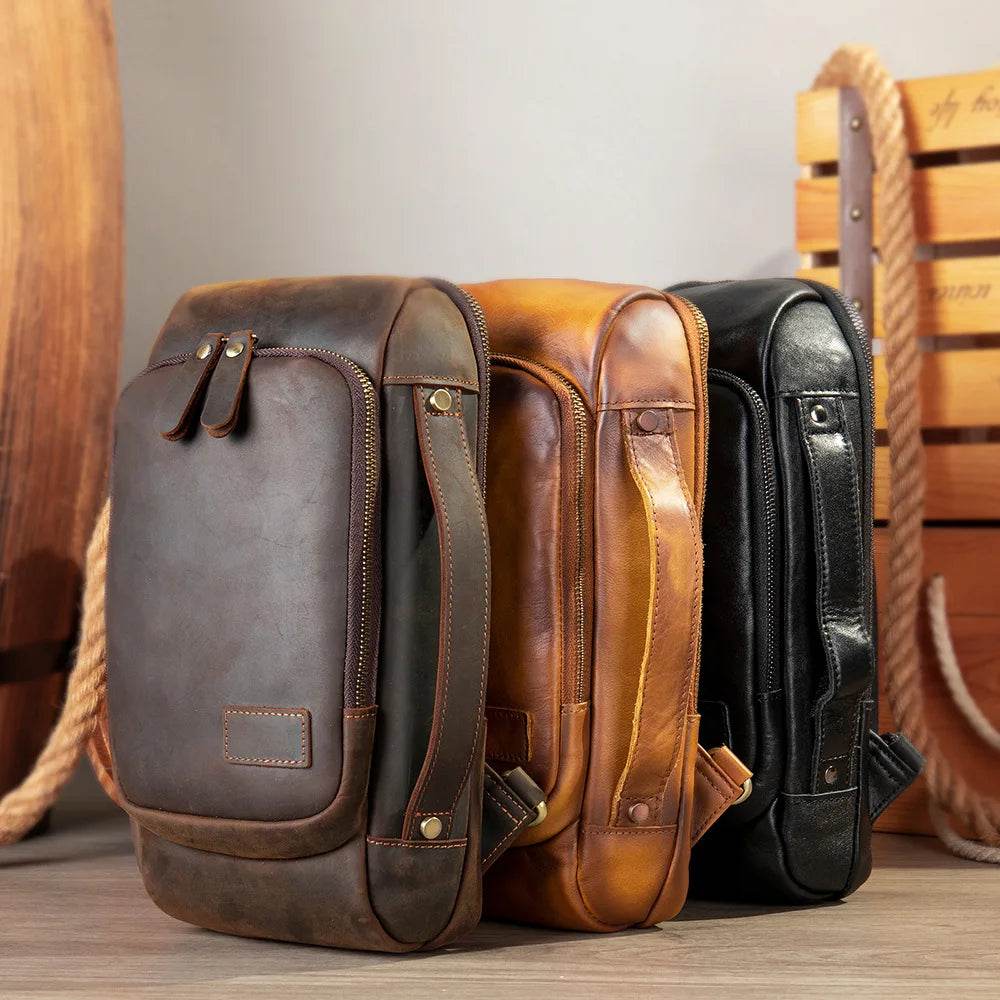 Luxury Designer Chest Bag for Men Vintage Single Shoulder Sling - VacationGrabs