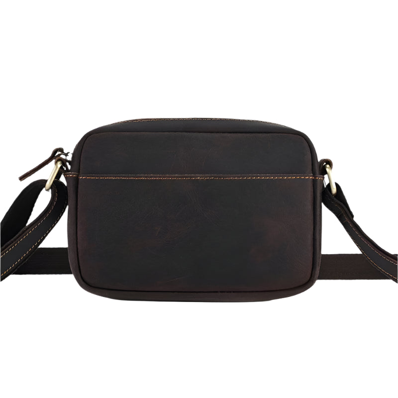 Crazy Horse Leather Messenger Bag Crossbody Shoulder Bag for Men - VacationGrabs