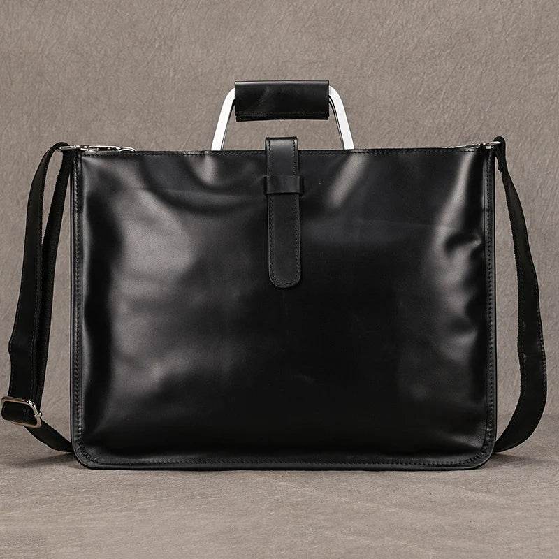 Men's Cow Leather Shoulder Bag A4 Briefcase Business Crossbody - VacationGrabs