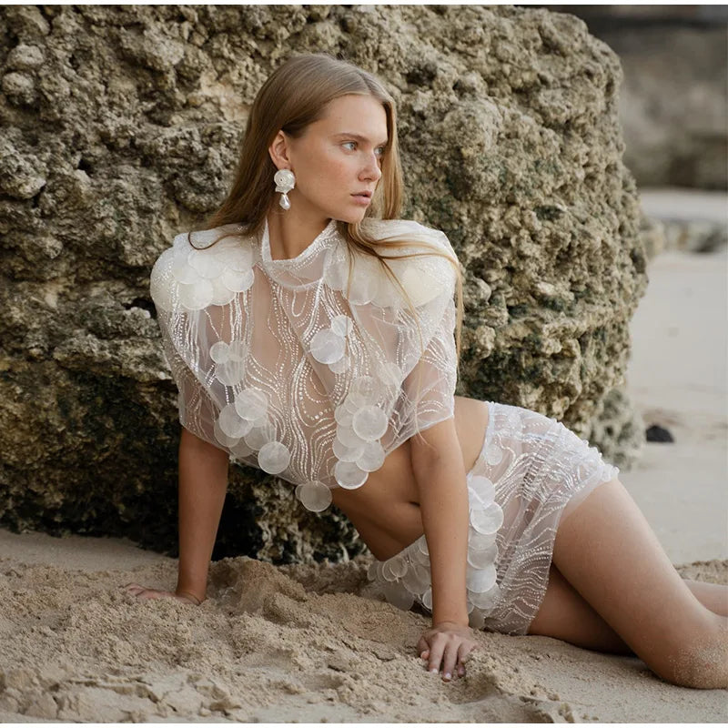 Chic Two-Piece Glitter Resort Outfit - Chic Vacation Wear