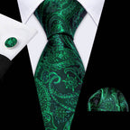 Green Silk Tie Set for Men: Multiple Shades Available - VacationGrabs