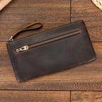 Leather Cellphone Pouch Wallet for Men & Women Long Slim Zipper Purse - VacationGrabs