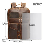 Men's Genuine Cowhide Leather Travel Backpack, 20-35L