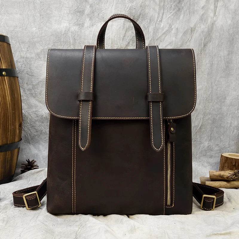 Leather Shoulder Backpack with Large Capacity for Men & Women - VacationGrabs