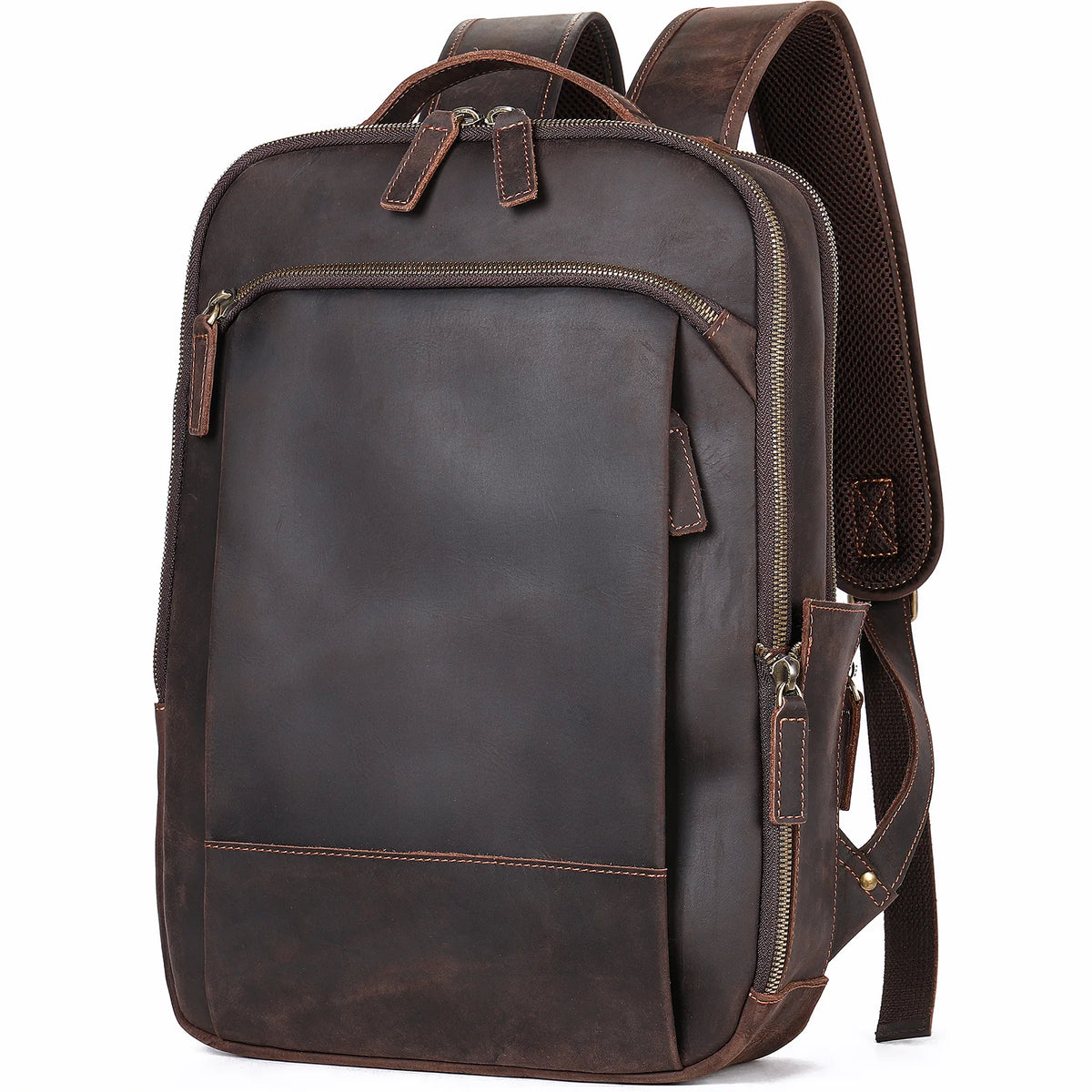 Frenzy Horsehide Men's Double-Shoulder Backpack, Cowhide Outdoor Travel Backpack, Men's Genuine Leather Double-Shoulder Bag