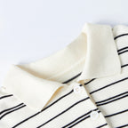 VacationGrabs Women Knit Oversized Striped Sweater Tops Winter Warm Long Sleeve Turn-down Collar Loose Fit Tops Y2K Streetwear