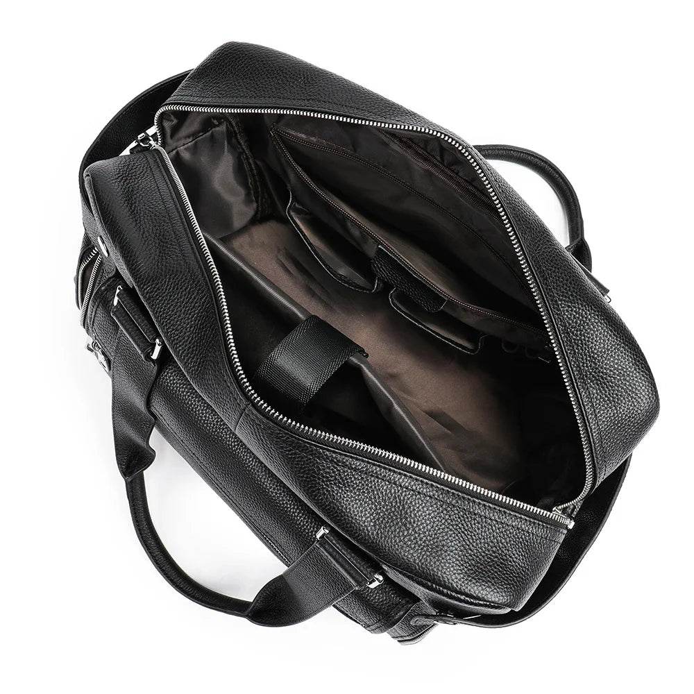 Men's Business Briefcase Leather Travel Tote Bag - VacationGrabs