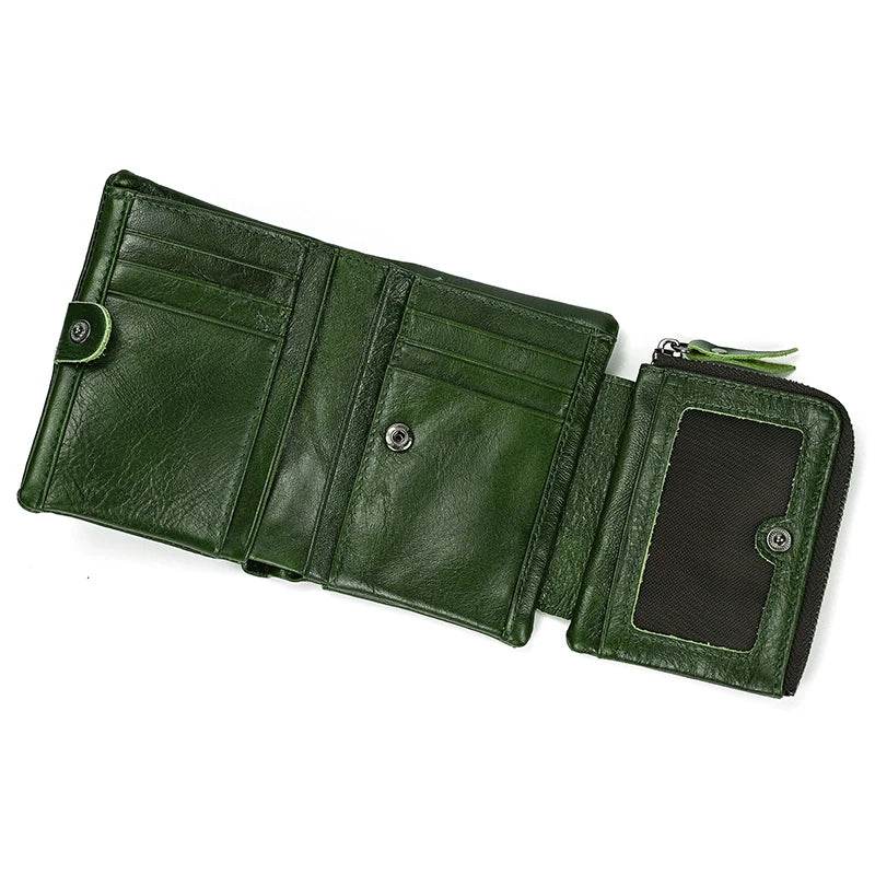 Genuine Leather Short Wallet for Men Bifold Coin Holder Card Purse - VacationGrabs