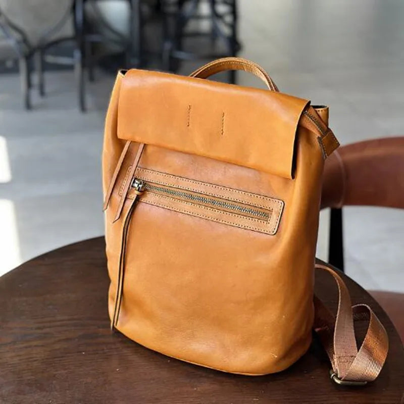 Vintage Color Real Leather Backpack Satchel