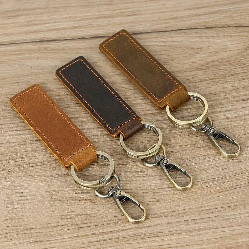 Genuine Leather Key Case for Men & Women Crazy Horse Wallet Key Holder - VacationGrabs