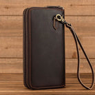 Retro Real Leather Wallet for Men Business Casual with Double Zipper - VacationGrabs