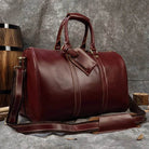 Designer Business Travel Leather Duffle Bag for Men Outdoor Coffee - VacationGrabs