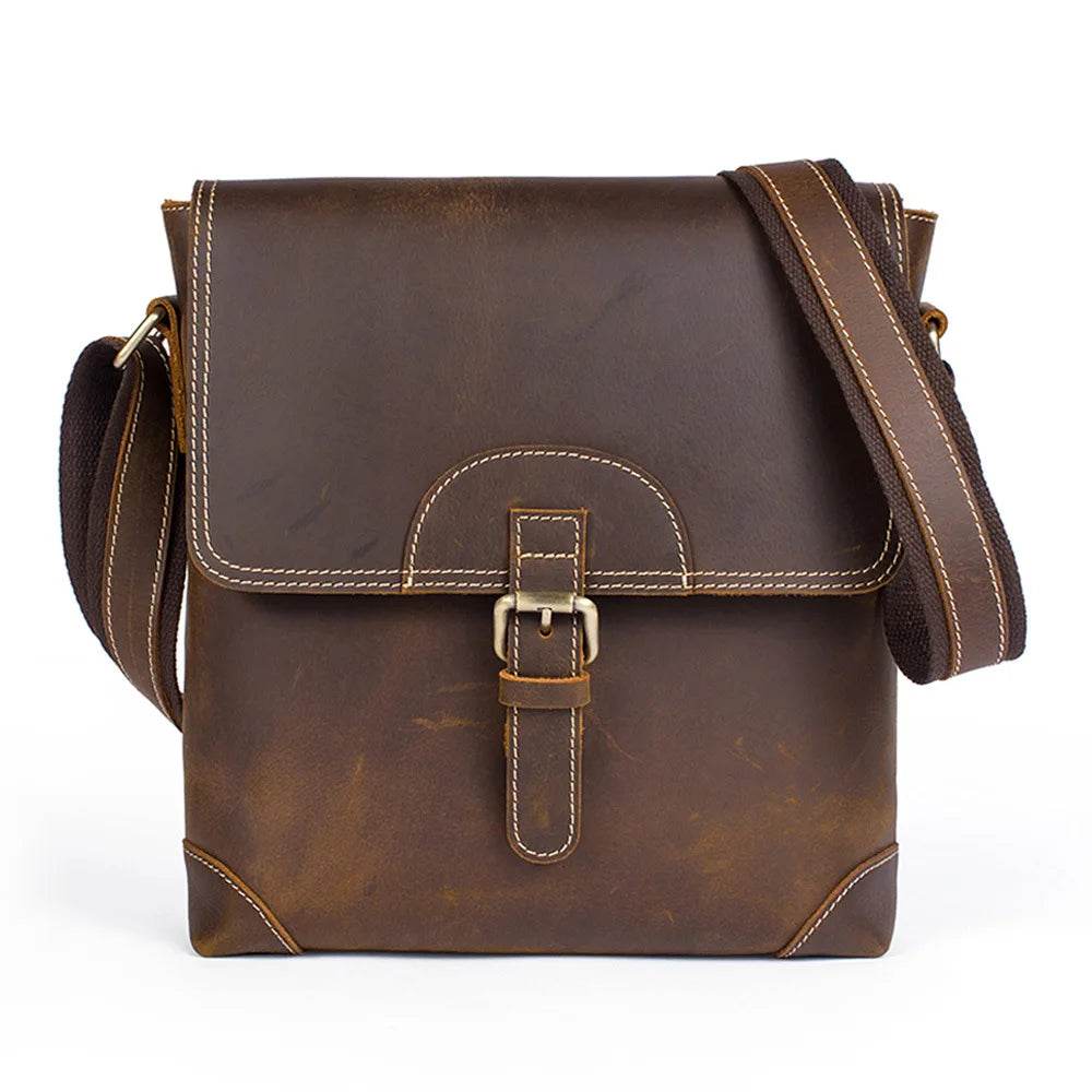 Fashion Leather Shoulder Bag Men’s Vintage Crossbody School Bag - VacationGrabs