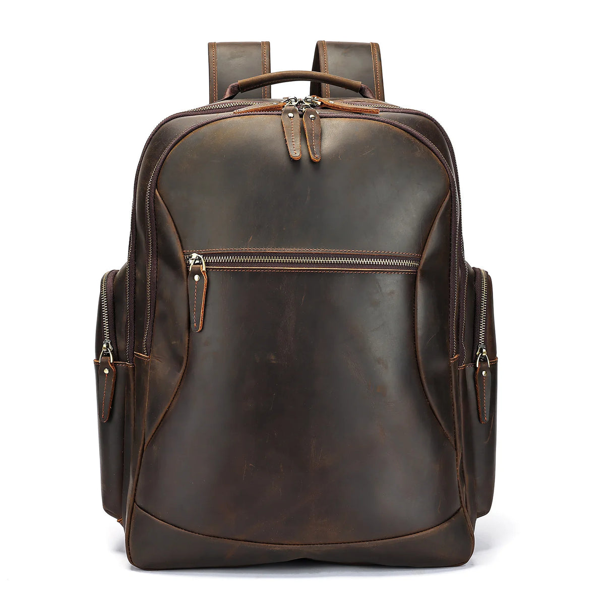 Frenzy Horsehide Men's Double-Shoulder Backpack, Cowhide Outdoor Travel Backpack, Men's Genuine Leather Double-Shoulder Bag
