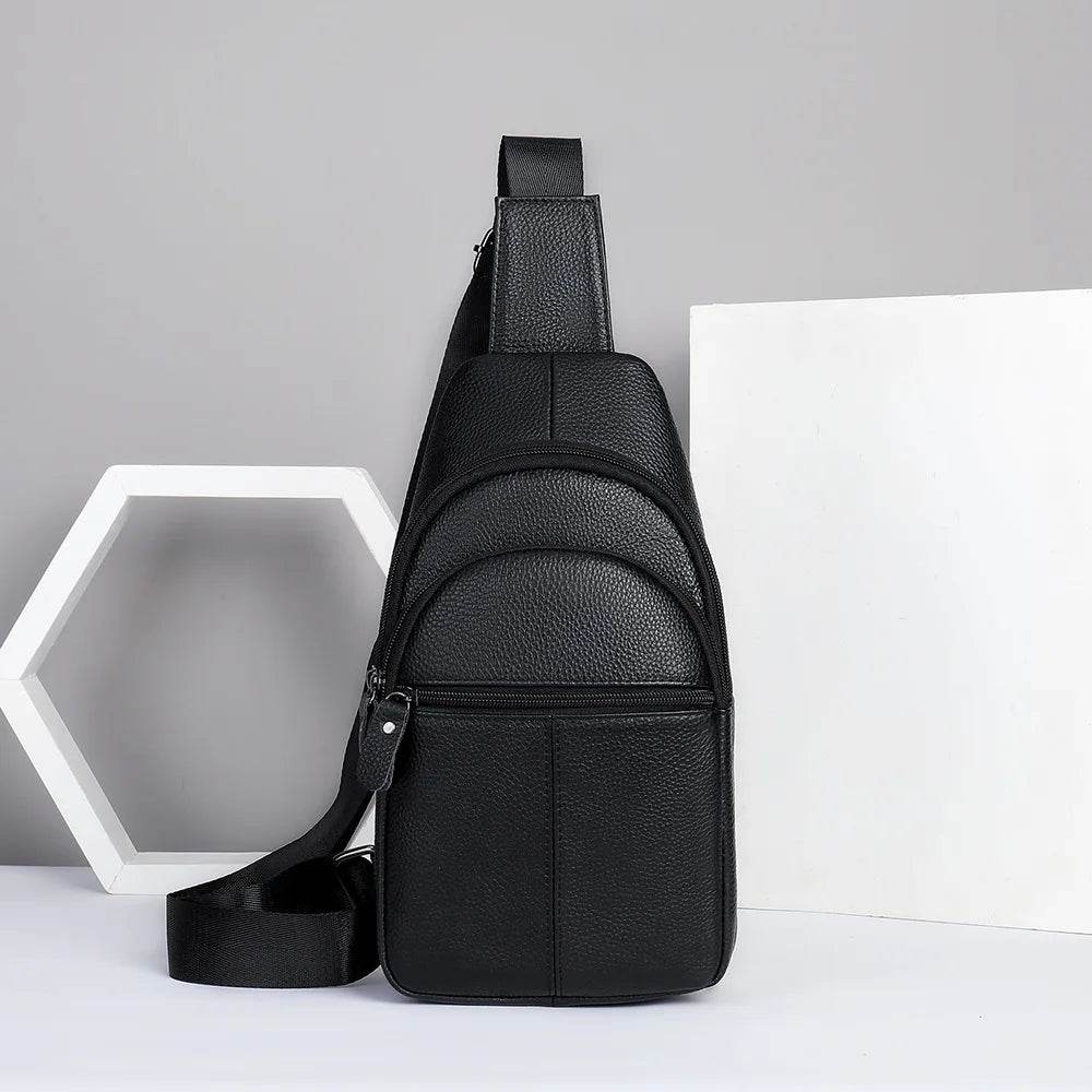 Men's Leather Chest Bag Crossbody Sling Travel Business Bag - VacationGrabs