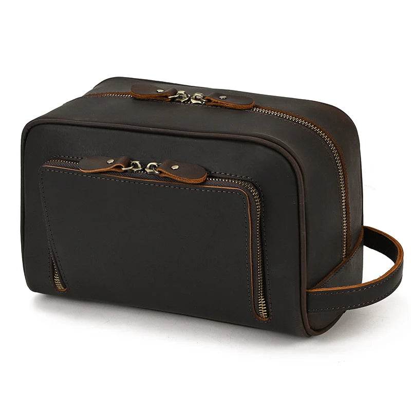 Casual Men’s Leather Clutch Wallet Genuine Leather Toiletry Bag - VacationGrabs