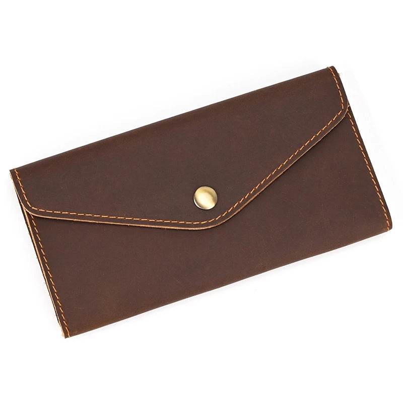 Genuine Leather Clutch Purse for Women & Men Retro Fashion Envelope Bag - VacationGrabs