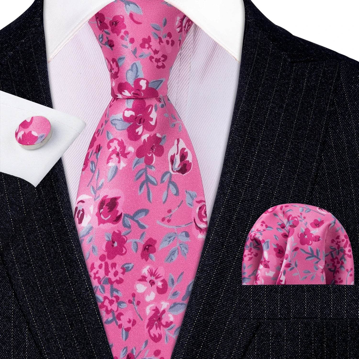 Floral Jacquard Silk Tie Set for Men - VacationGrabs