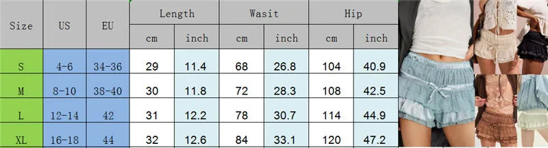 VacationGrabs Womens Layered Frilly Ruffle Micro Lolita Bloomers Y2k Low Rise Satin Shorts Lace Fluffy Boxer Mini Boyshorts Panties