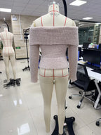 VacationGrabs Womens Off The Shoulder Sweater Y2K Oversized Long Sleeve Slouchy Knitted Loose Pullover Sweaters Tops Streetwear