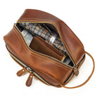 Crazy Horse Genuine Leather Small Travel Toiletry Bag - VacationGrabs