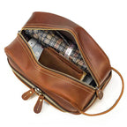 Crazy Horse Genuine Leather Small Travel Toiletry Bag - VacationGrabs