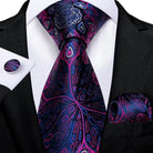 Purple Paisley Silk Tie Set for Men - VacationGrabs