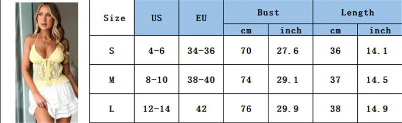 VacationGrabs Summer Women Y2K Lace Shirt Sexy Halter Neck Deep V Neck Crop Top Tie Front Sleeveless Strappy Cami Shirt Streetwear