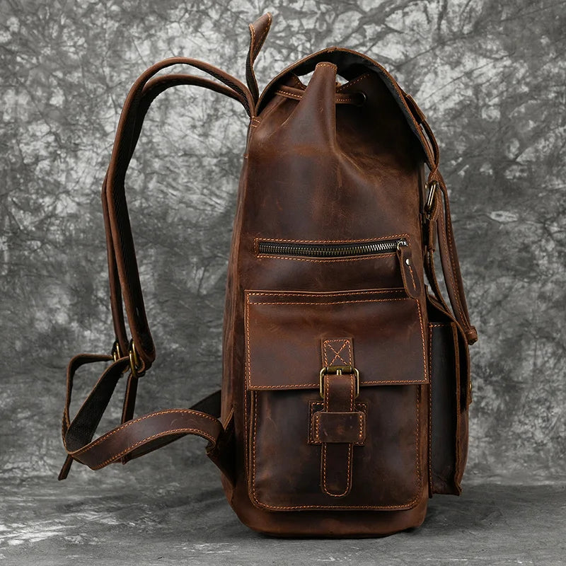 Genuine Leather Laptop Backpack 17" Men Travel Daypack Bag