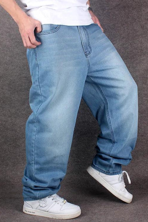  Oversized Loose Denim Jeans Men's Wide Leg Streetwear Pants