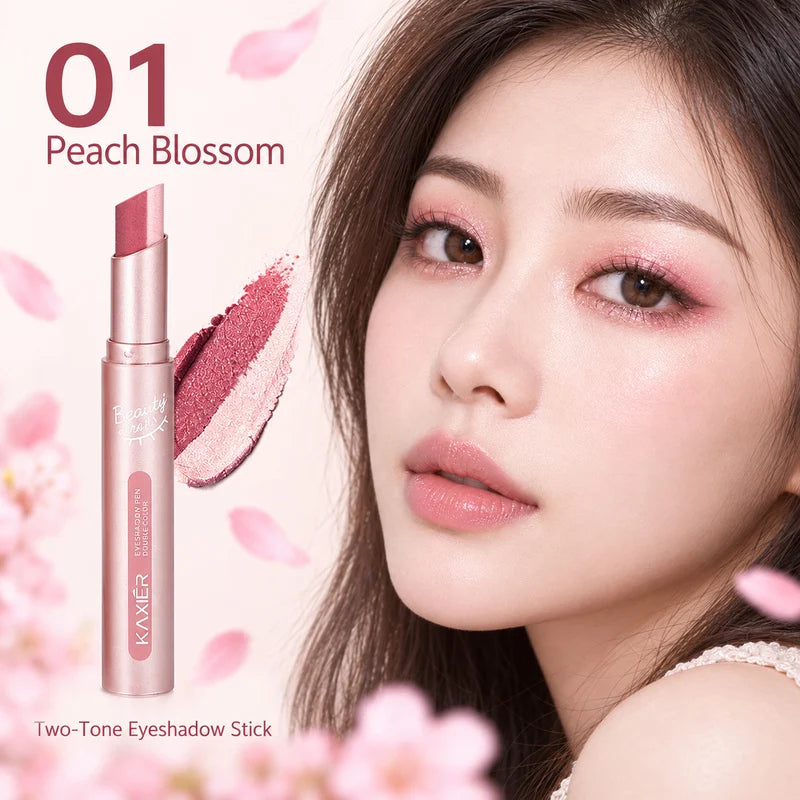 KAXIER Two Tone Eyeshadow Stick, Creamy Shimmer Eye Shadow, Blendable Gradient Eye Makeup, 6 Shades for Everyday and Party Looks